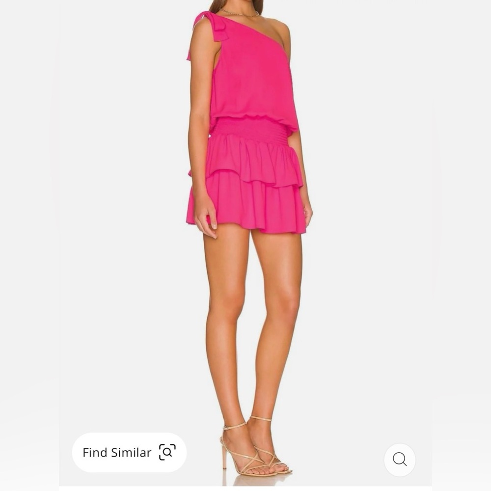 Amanda Uprichard One Shoulder Pink McKinley Dress Size Large - Picture 2 of 12